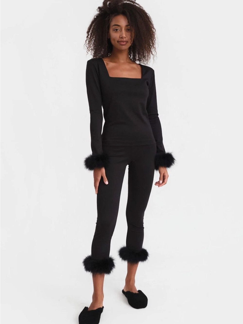 The Sleeper The Weekend Chic Set Feather Trim XS